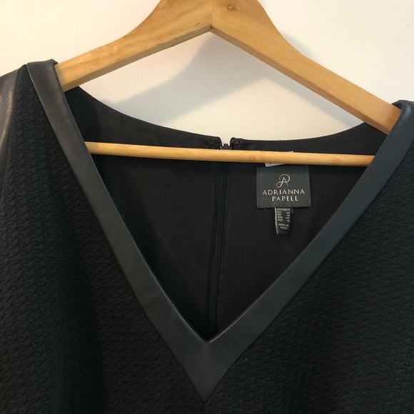 Sexy black dress with vegan leather trims. Size 14US. Perfect for any occasions - Picture 2 of 7